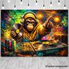 2D Straßenkunst Affe DJ Sprühfarbe Graffiti Urban Geburtstag Fotografie Kulisse Dekoration