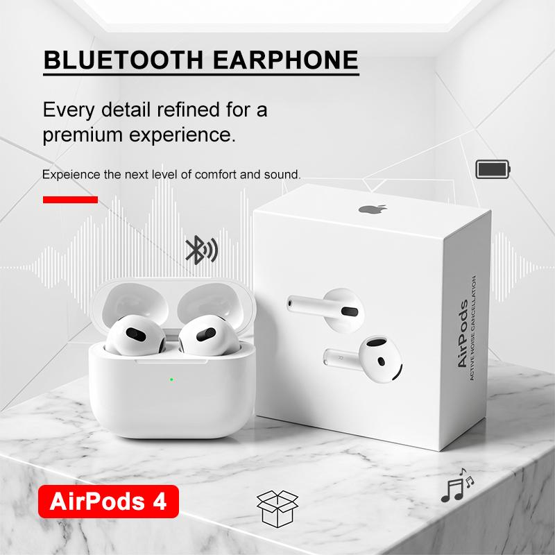 Universelle Kabellose In-Ear-Kopfhörer AirPods 4 Aktive Geräuschunterdrückung Premium-Audioqualität Stabile Verbindung Kompatibel iPhone Samsung Xiaomi weiß