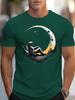 Mens Summer Fashion Casual FloorLength Moon Patterned Print Sport Roundneck LooseFitting Breathable Soft 100 Cotton TShirt