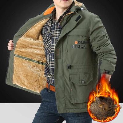 Men's Autumn and Winter Jacket Outdoor Sports Quick-drying Jacket Multi-pocket Tooling Jacket Winter Fleece Thicker