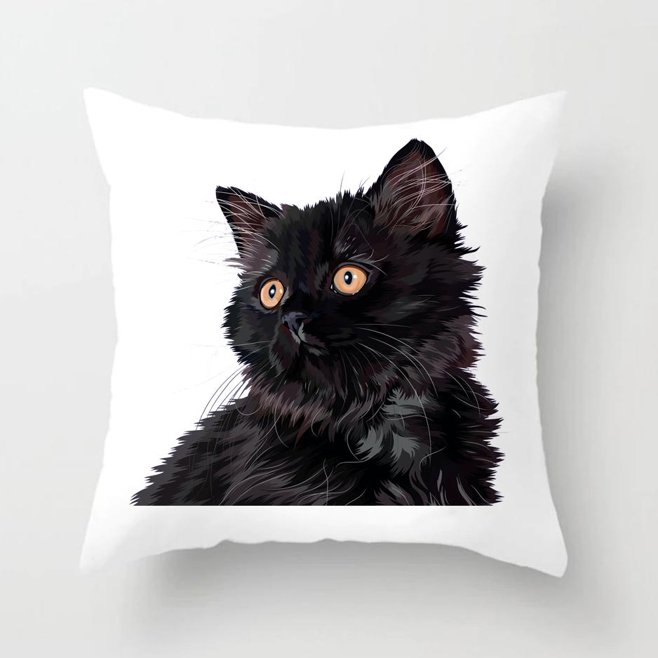 Cute Cat Pillows Cases for Sofa Home Decor Room Decoration Car Cushion Cover Polyester Pet Pillow Case Covers Pillowcase 45x45cm