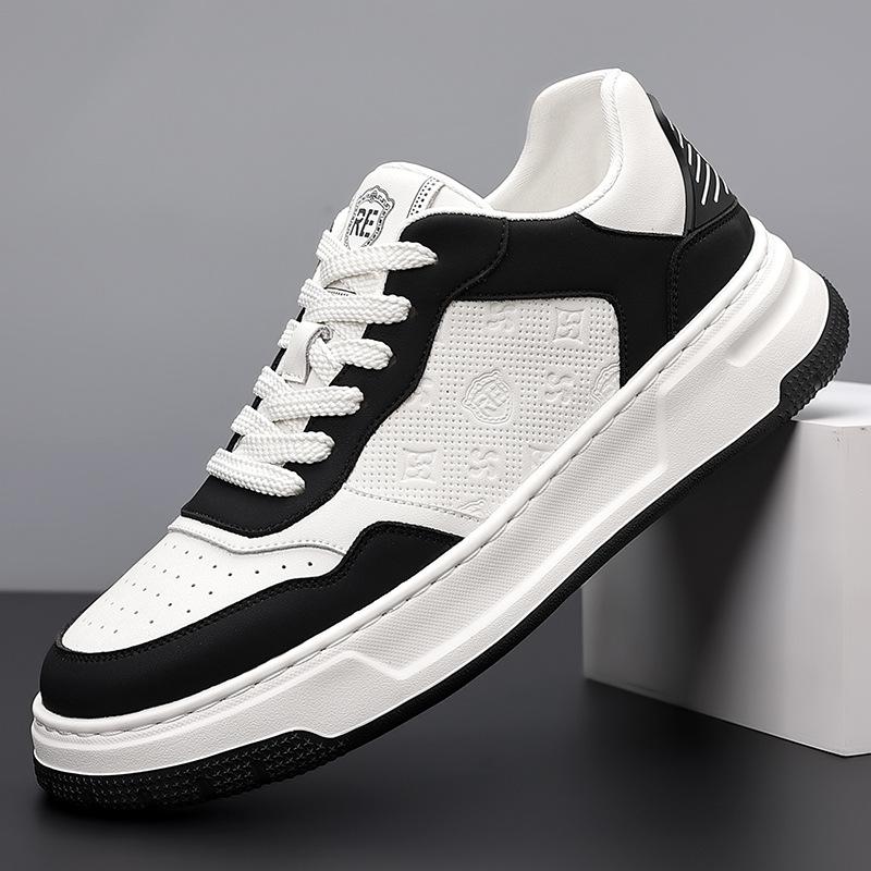 Men's shoes 2025 autumn casual trend fashion sports board shoes men's black and white men's low-top leather shoes 2025