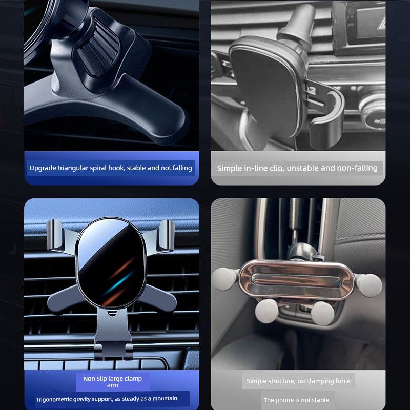 Mobile Phone Car Mount Anti-Shake 2024 New Model Universal Gravity Sensing Navigation Support for Car Air Vent