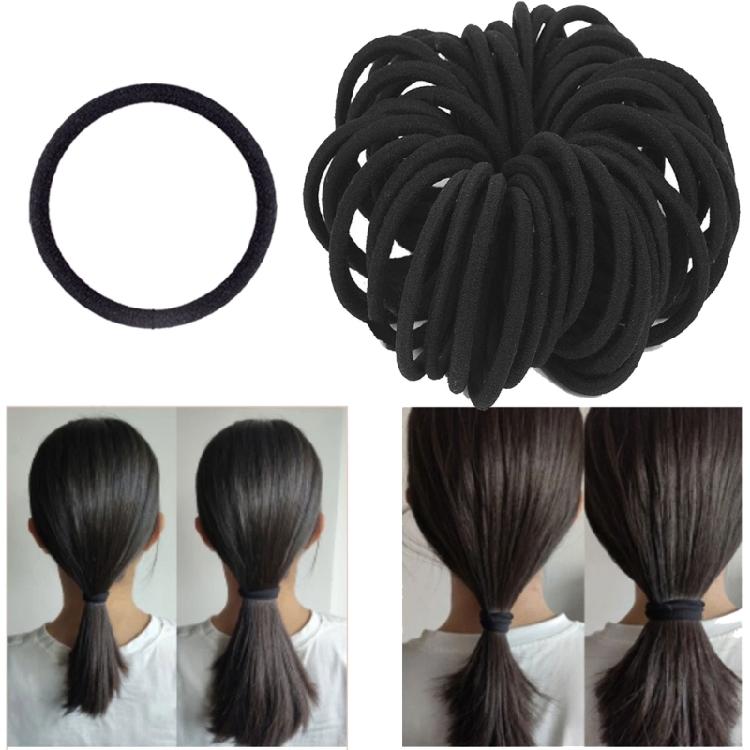 Pack of 100 Black Elastic Hair Bands, Secure Your Hair in Style Black Hair Tie