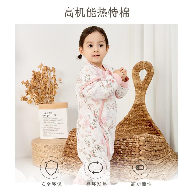 Thick Cotton Knit Sleeping Bag Toddlers With Legs Separated Anti-Kick Design Soft Bamboo Lining Fall Winter