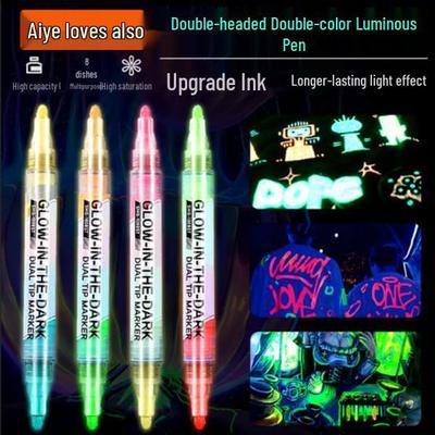 Tweekleurige Lichtgevende Pen: Waterdichte, Kleurvaste, Fluorescerende Markeerstift voor Doe-het-zelf en Studentenkunst.