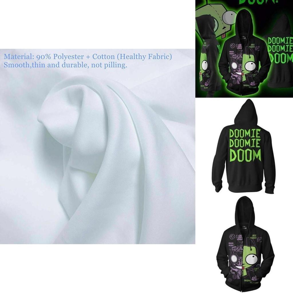 Invader Zim Costume Printed Men Zipper Hoodie Sweatshirt In Comfortable Soft Material