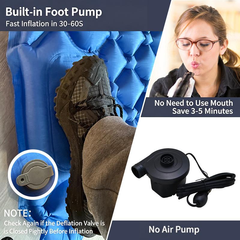 Lightweight Sleeping Air Mattress Ultralight Built In Inflator Pump Outdoor for Camping Hiking Travel
