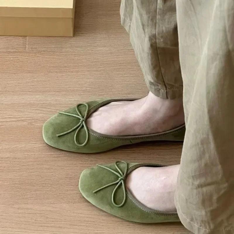 Designer Slip On Women Velvet Flats Fashion Elegant Butterfly-knot Spring Autumn Ladies Comfort Soft Sole Mary Jane Shoes