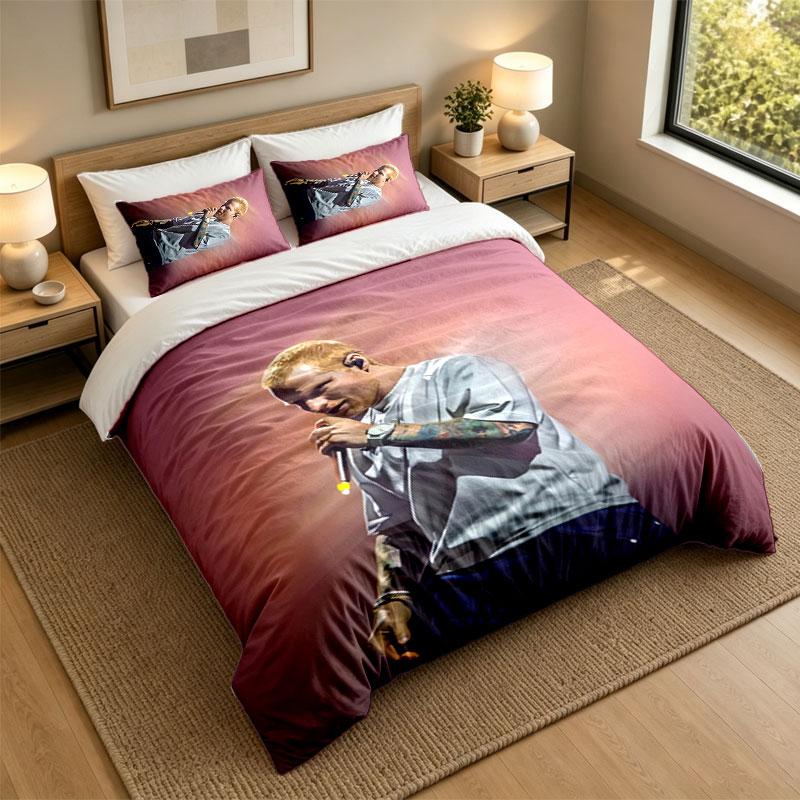 3Pcs Bedding SetEd Sheeran Soft Bed Sheet and Two Pillowcases Home Bedroom Decor