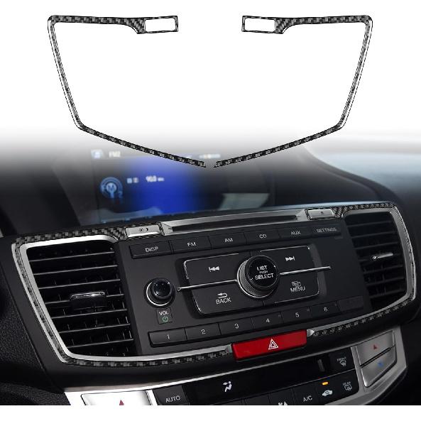 Carbon Fiber Decorative Stickers Car Central Control CD Radio Buttons Konb Media Panel Frame Car Interior Compatible with Honda Accord 2013 2014 2015