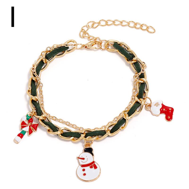 Christmas Reindeer Bracelet Santa Claus Bells Hat Gloves Xmas Tree Pendants Jewelry