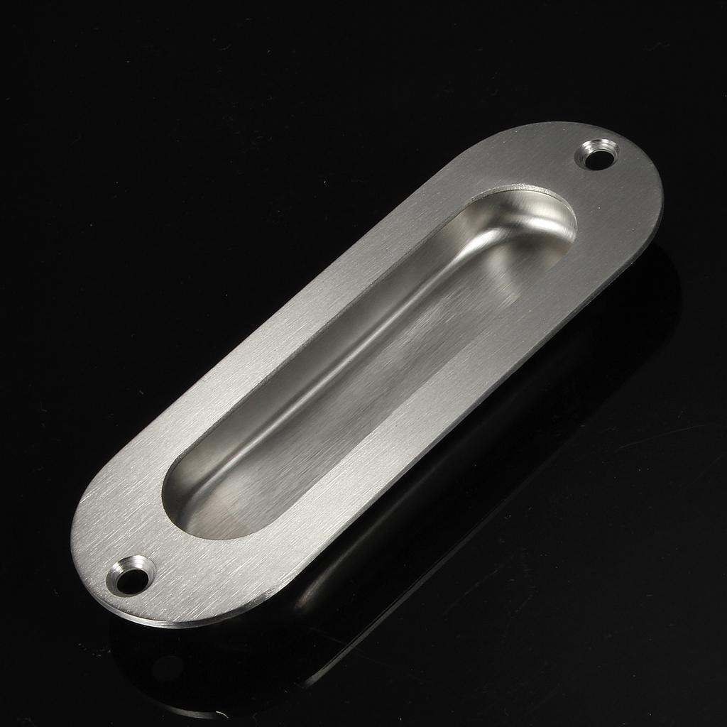 Satin Stainless Steel Door Handle Flush Recessed Pull Circular Oval Rectangular
