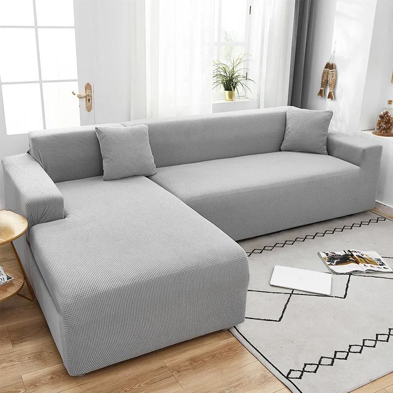 Cover For A 4-Seater Sofa, Sofa Bed, Light Grey Jacquard