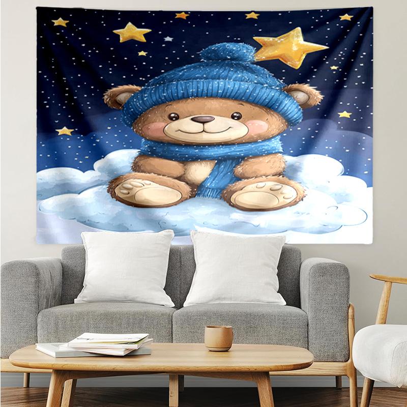 Teddy Bear Night Sky Tapestry Hanging for Bedroom,Livingroom, Playroom,Decor Art Room Wall Tapestry Holiday and Birthday Gifts