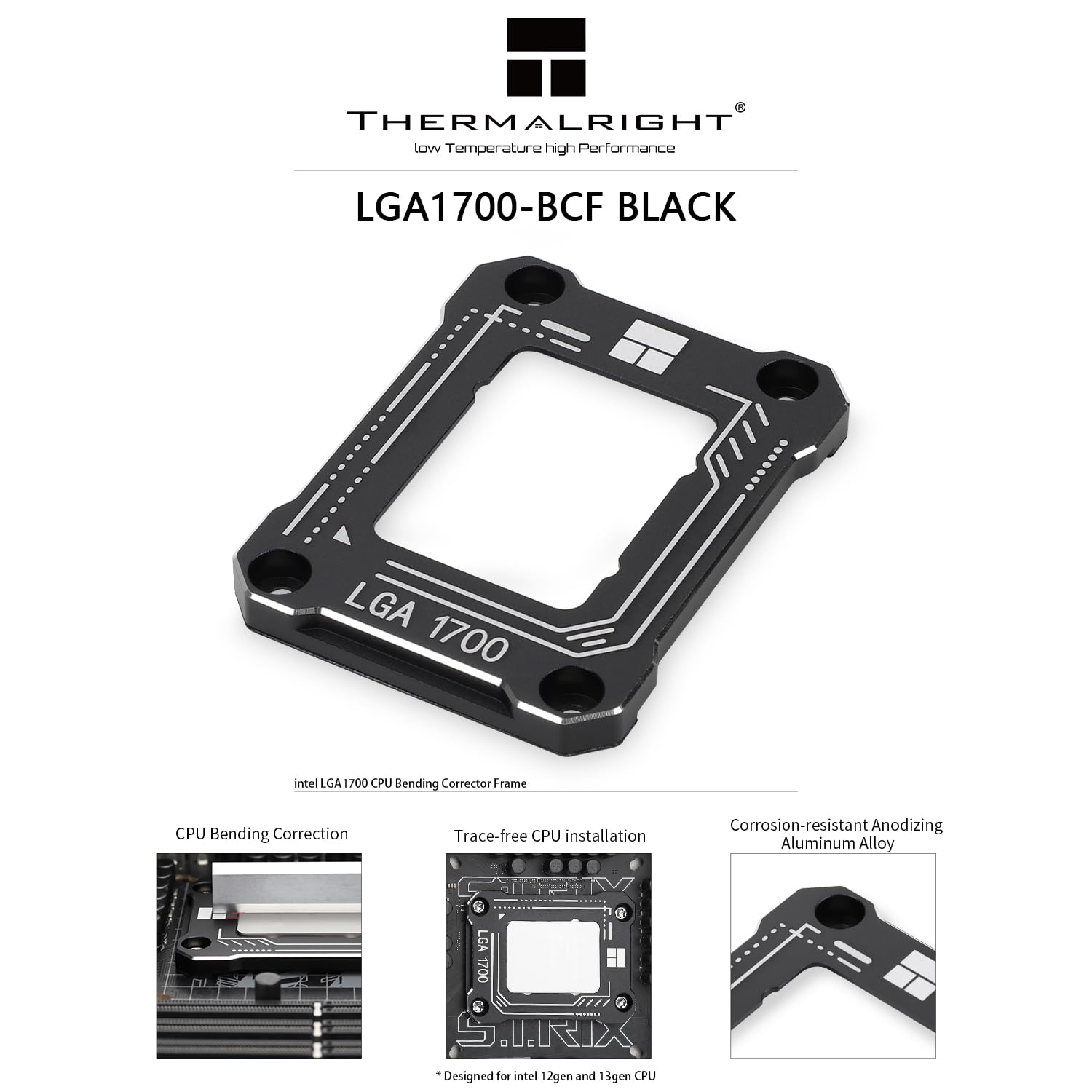 Thermalright LGA1700-BCF Black 12/13/14 Generation Intel Anti-Bending Fastener, Bending Type Pressure Plate, CPU Contact Frame, Full-Fitting Fixed