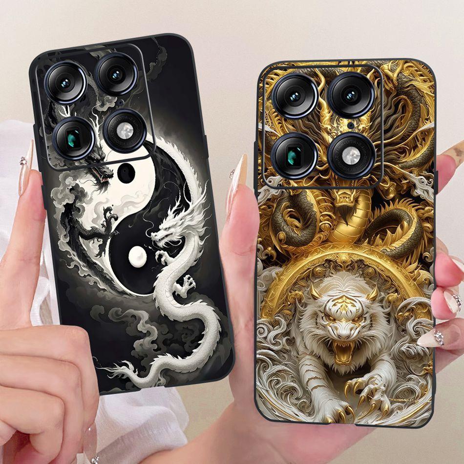 For Motorola Signature Cool Dragon Tiger Pattern Phone Case For Motorola Signature XT2603-2 Black Silicone Soft Covers Bumpers