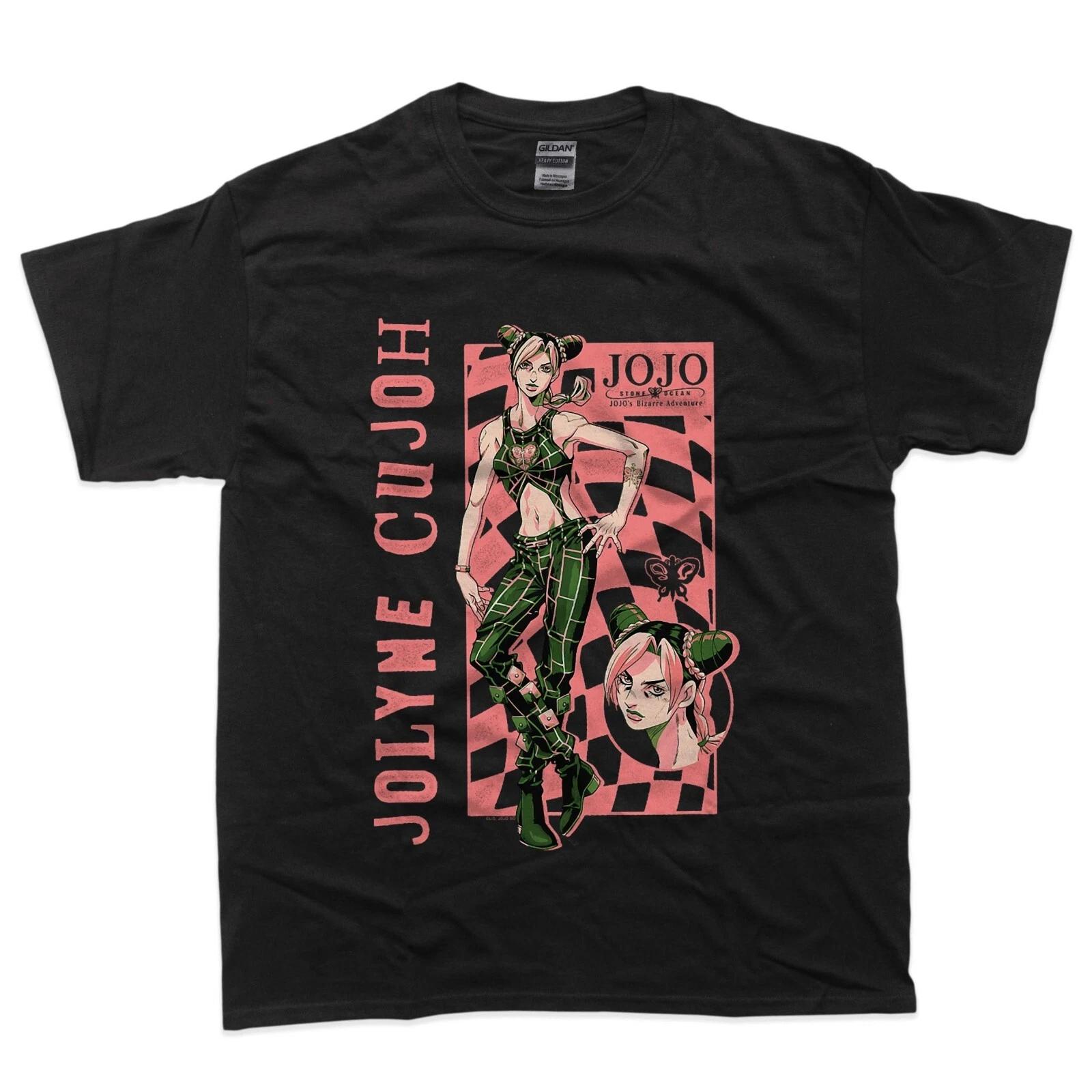JoJo s Bizarre Adventure Jolyne Cujoh Checkerboard Anime 100% Cotton T-shirt Mens Tees Top S