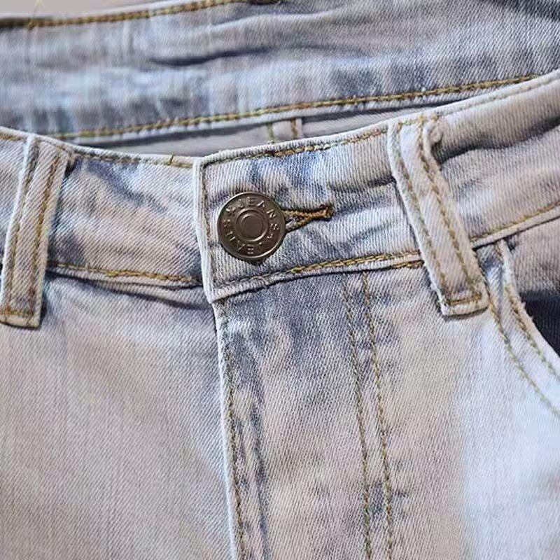 Trendy Light Blue Men's Straight Japanese Denim Shorts - Daily Versatile Korean Fashion