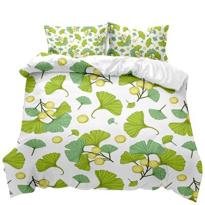Plant Dekbedovertrek Set Groen Ginkgo Biloba Plant Thema Beddengoed Set voor Kinderen Tieners Tweepersoons Queen King Size Polyester Dekbedovertrek