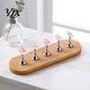 Magnetic Nail Art Tool Practice Stand with Wooden Base, Press-on Holder False Display Base for Painting Nails, Home Salon Photography Prop