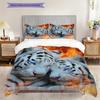 White Tiger Pattern Bedding Quilt Set Quilt Cover Pillowcase Home Decoration Birthday Gift (1 * Duvet Cover + 2 * Pillowcase, Without Core)