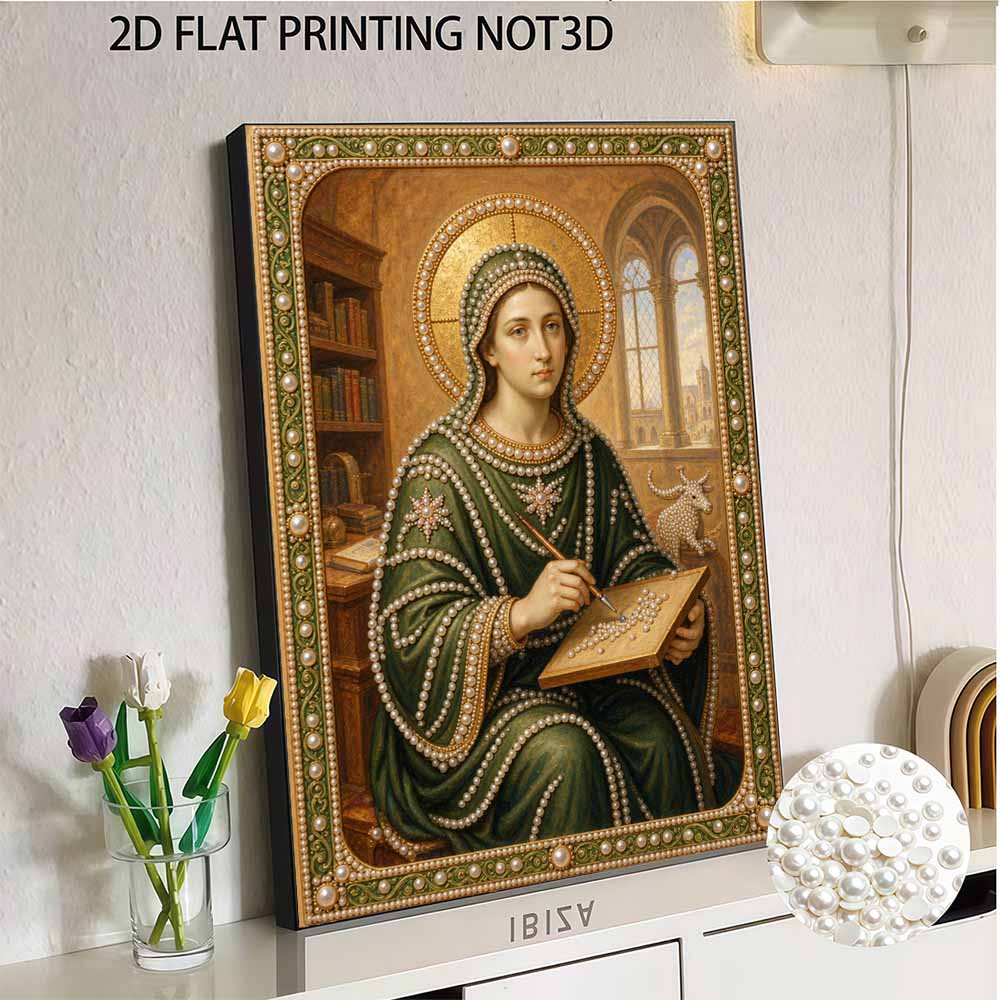 Stretched Frame Pearl Art Kit Saint Woman Painting DIY Sparkling Bead Canvas Creative Leisure Craft for Home Decor