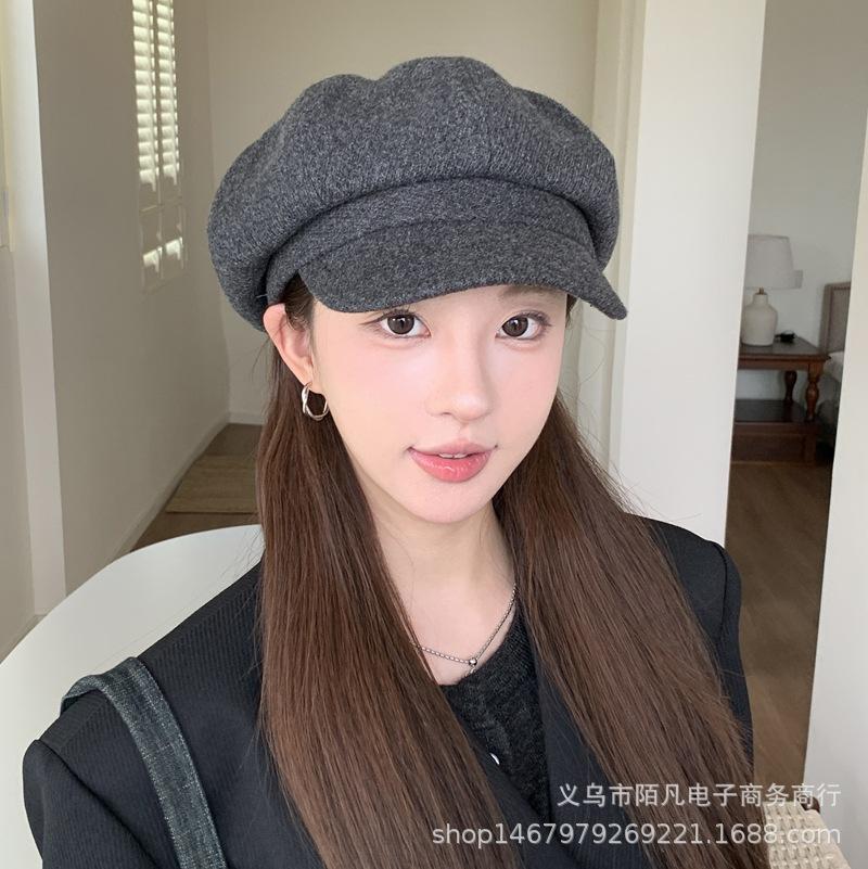Early autumn female literary and retro beret casual travel painter hat new face small octagonal hat