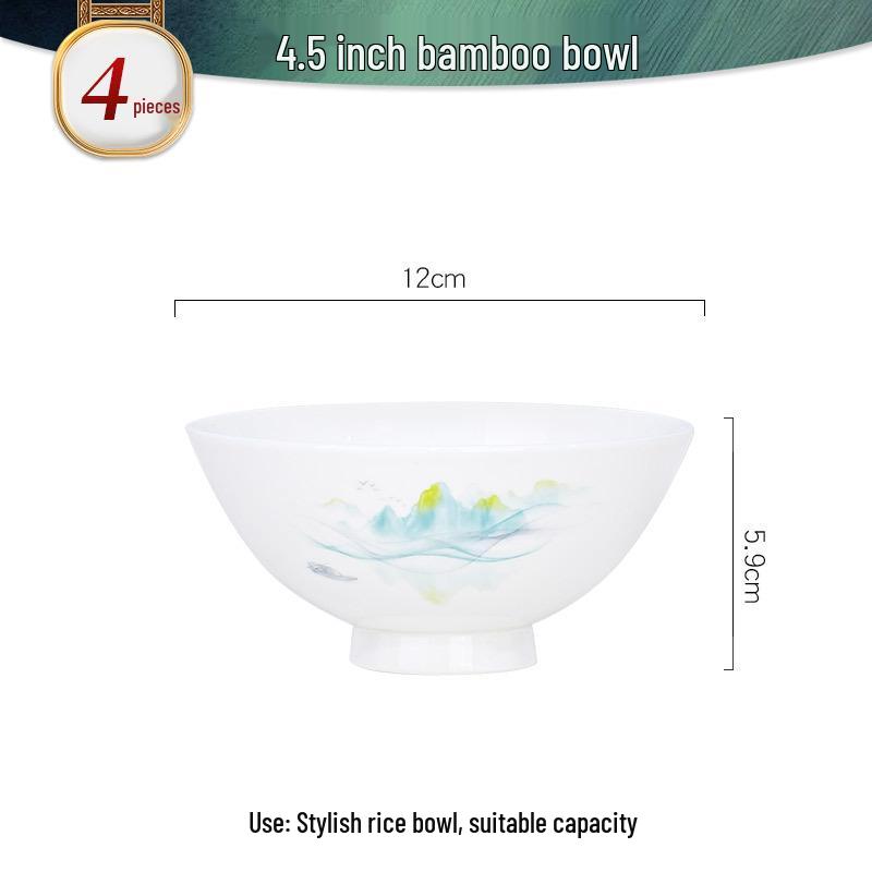 Tangshan Bone China Bowl Set: Rice, Soup, Noodle Bowls & Plates with Chopsticks - Perfect Housewarming Gift
