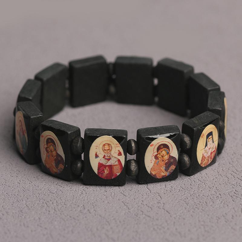 Natural Wooden Bracelet Jewelry Mary Faith Rosary Bracelet Religious Jewelry