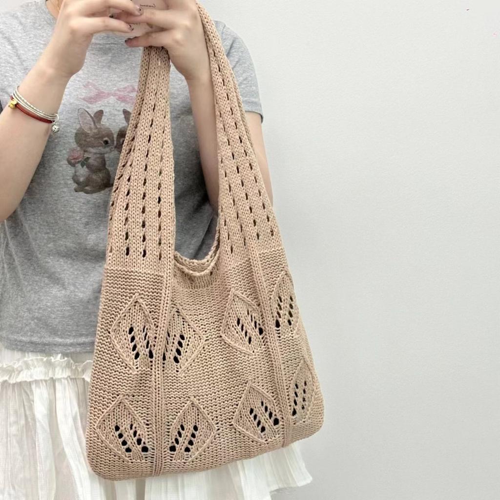 Hollow Out Knitted Woven Women's Bag Summer Vacation Casual Yarn Bag Large Capacity Underarm Versatile Artistic Bag Shoulder Bag