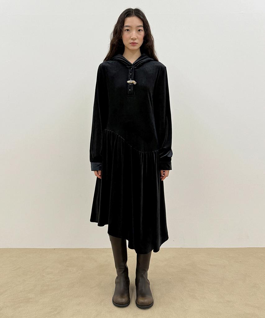 Sinun Sn Fluid Velvet Dress (Black)