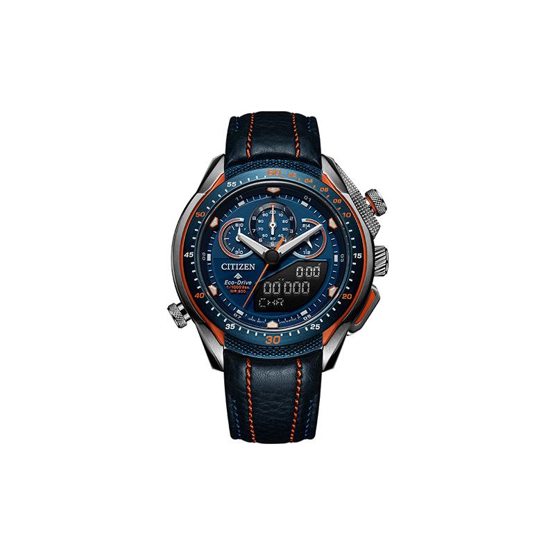 

CITIZEN PROMASTER series 200m waterproof sports and leisure light Quartz cowhide strap men s watch blue dial JW0149-10L синій