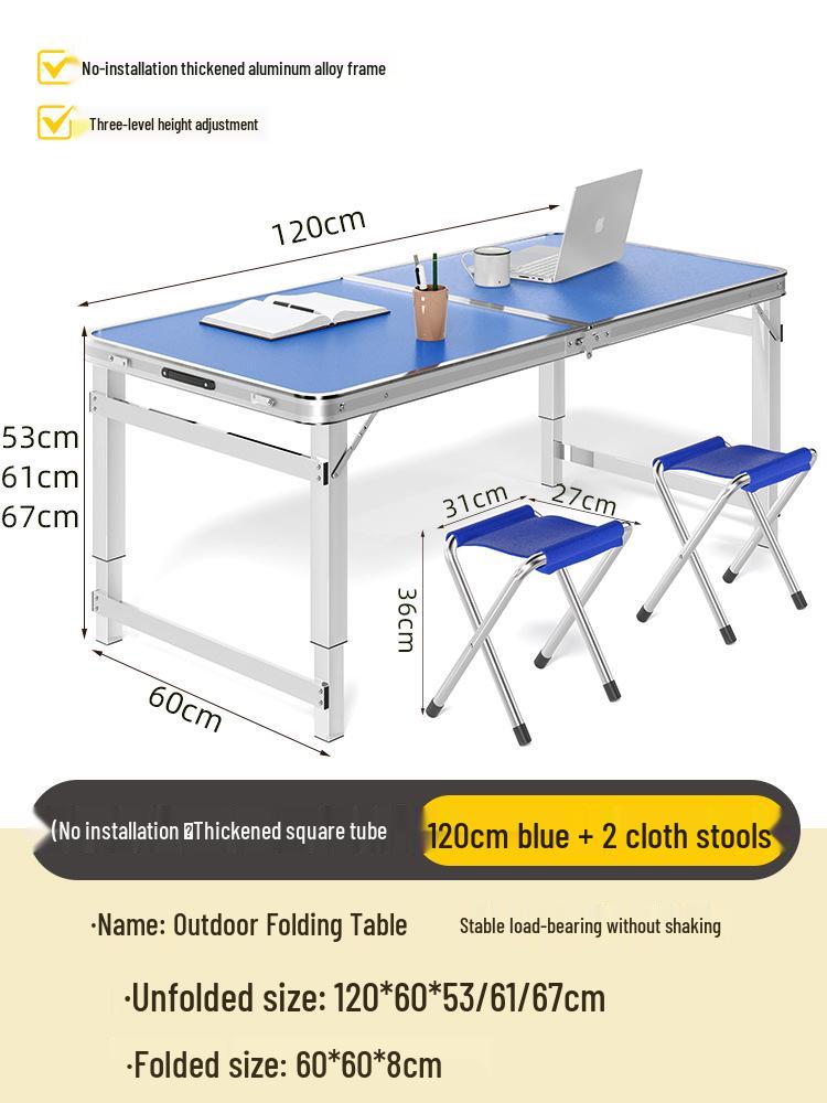 Adjustable Height Aluminum Folding Picnic Table & Chairs Set for Outdoor Camping & BBQ