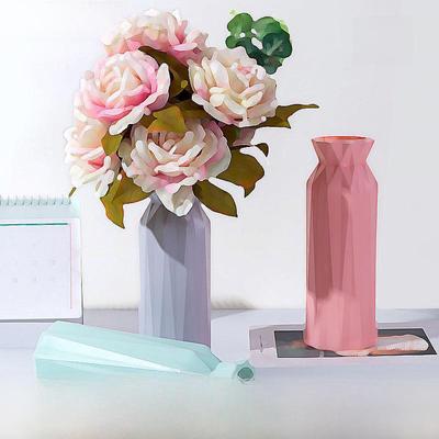 Floreros de Plástico para Flores Secas, Decoración para Mesa de Comedor y Sala de Estar, Diseño de Boca Redonda
