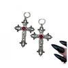 Large Silver Gothic Cross Earrings for Witchcraft and Vampire Style