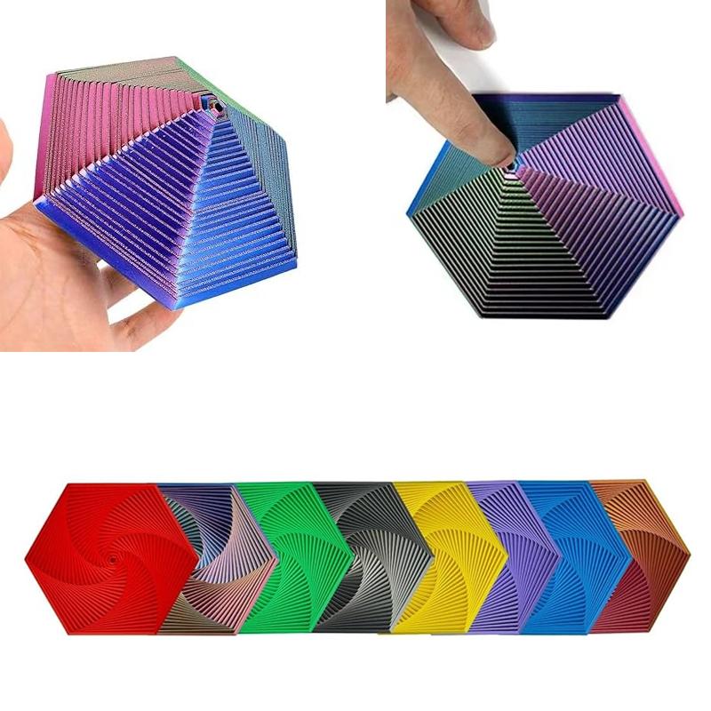 3D Printed Fractal Fidget Hexagon 7Cm Portable Playing Sensory Anti-Stress Toy Desktop Ornament Kid Toy Visual Gifts Box