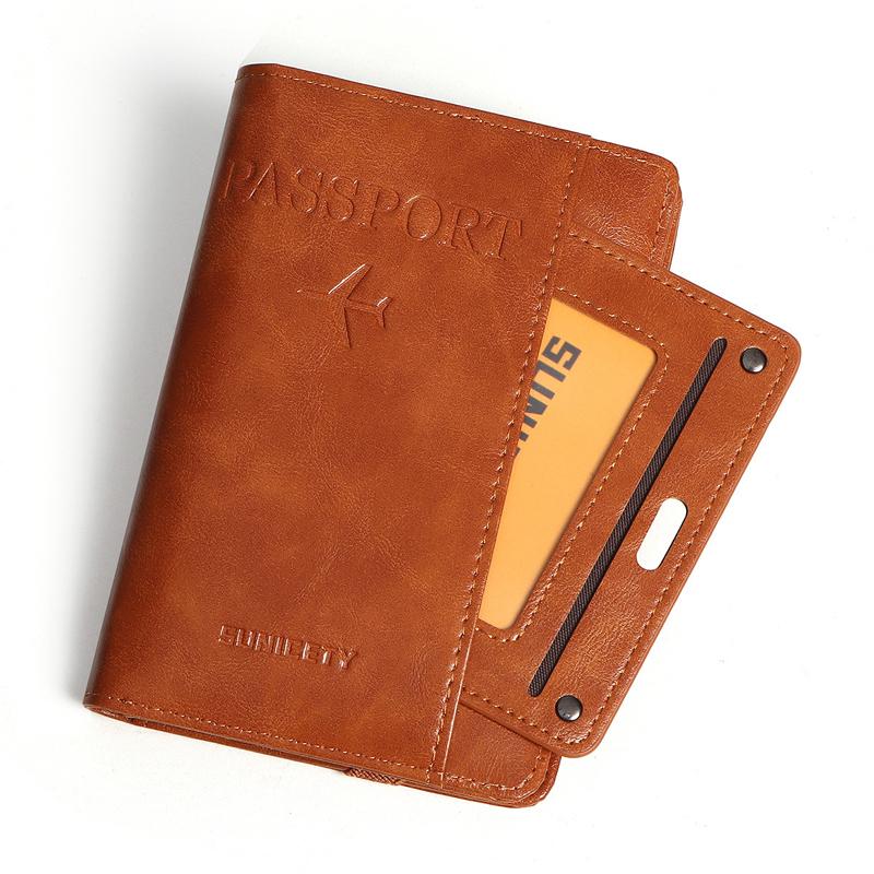Leather Passport Cover High-Grade Multi-Function Anti RFID Travel Accessories Men Women ID Credit Card Holder