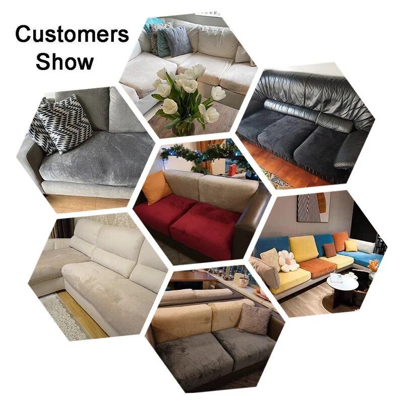 Soft Velvet Sofa Cover High Stretch Sofa Cushion Cover Living Room Spandex Sofa Seat Couch Cover for Home L-shape Sofa Slipcover
