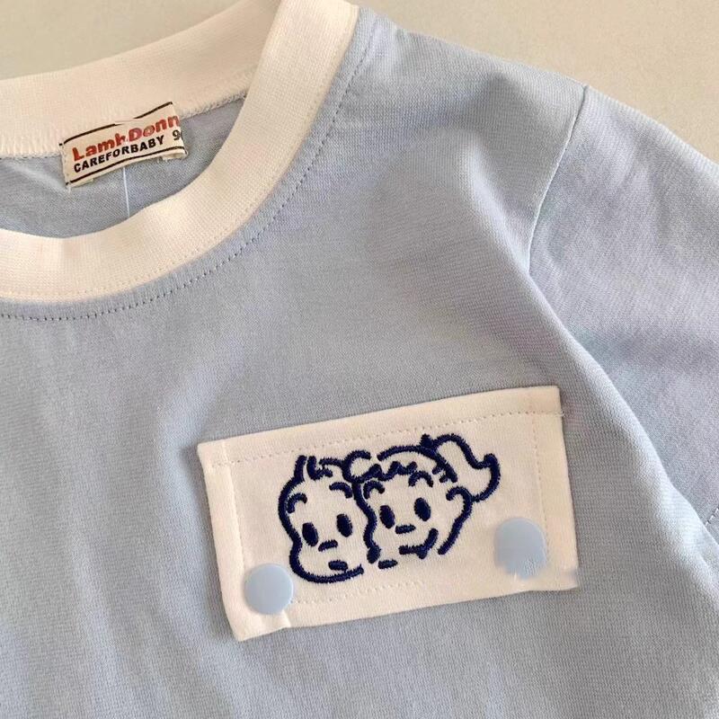 Kids Long Sleeve Mock Two Piece Top for Boys and Girls Soft Comfortable Spring Autumn Wear
