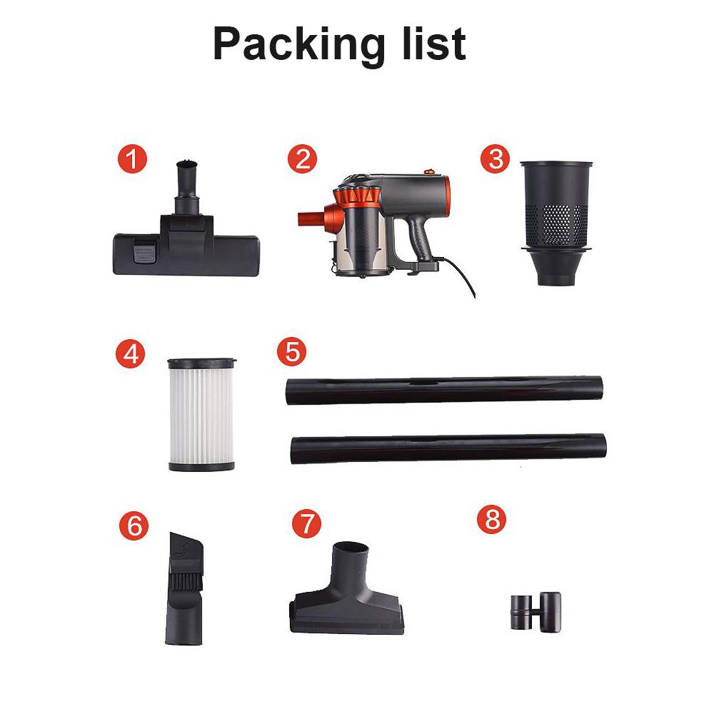 1.5L Dust Box,Curtain Floor Cleaning Multifunctionl 600W Powerful Wired Stick Vacuum Cleaner 18Kpa with 5 Meter Charging Cable,