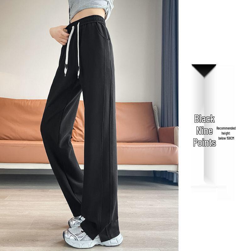 

Spring/Autumn Women s High Waist Grey Wide-Leg Sweatpants - Plus Size Slimming Banana Pants S (80-97 lbs)