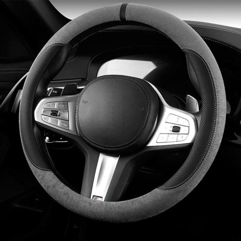 Semišový poťah na všetky ročné obdobia Poťah na volant auta Ultra tenký Protišmykový Tvar D Okrúhly Priedušný Ochranný poťah na volant auta