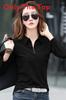 Elegant Long Sleeve Polo T Shirt For Women With Spliced Design Made Of Cotton And Spandex For Office Wear