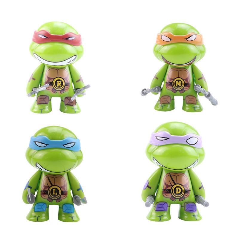 4 Style Teenage Mutant Ninja Turtles Q-Version Figures - Creative Anime Doll Models for Car Decoration