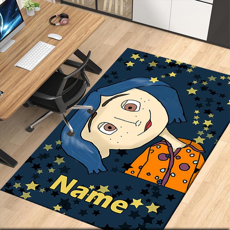 Custom Name Coraline Printed Carpet, for Office Chair Living Room Bedroom Kitchen Room Decor Gifts.