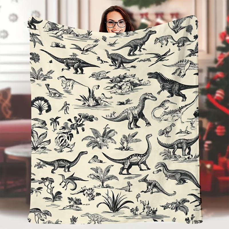 Cartoon Dinosaur Pattern Print Throw Blanket Soft Sofa Home Lounge Blanket Workstation Outdoor Patio Birthday Anniversary Gifts