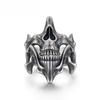 Skull Ghost Ring, Vintage Thai Silver Stackable Design, Punk Dark Black Style, Hip Hop Party Jewelry for Men