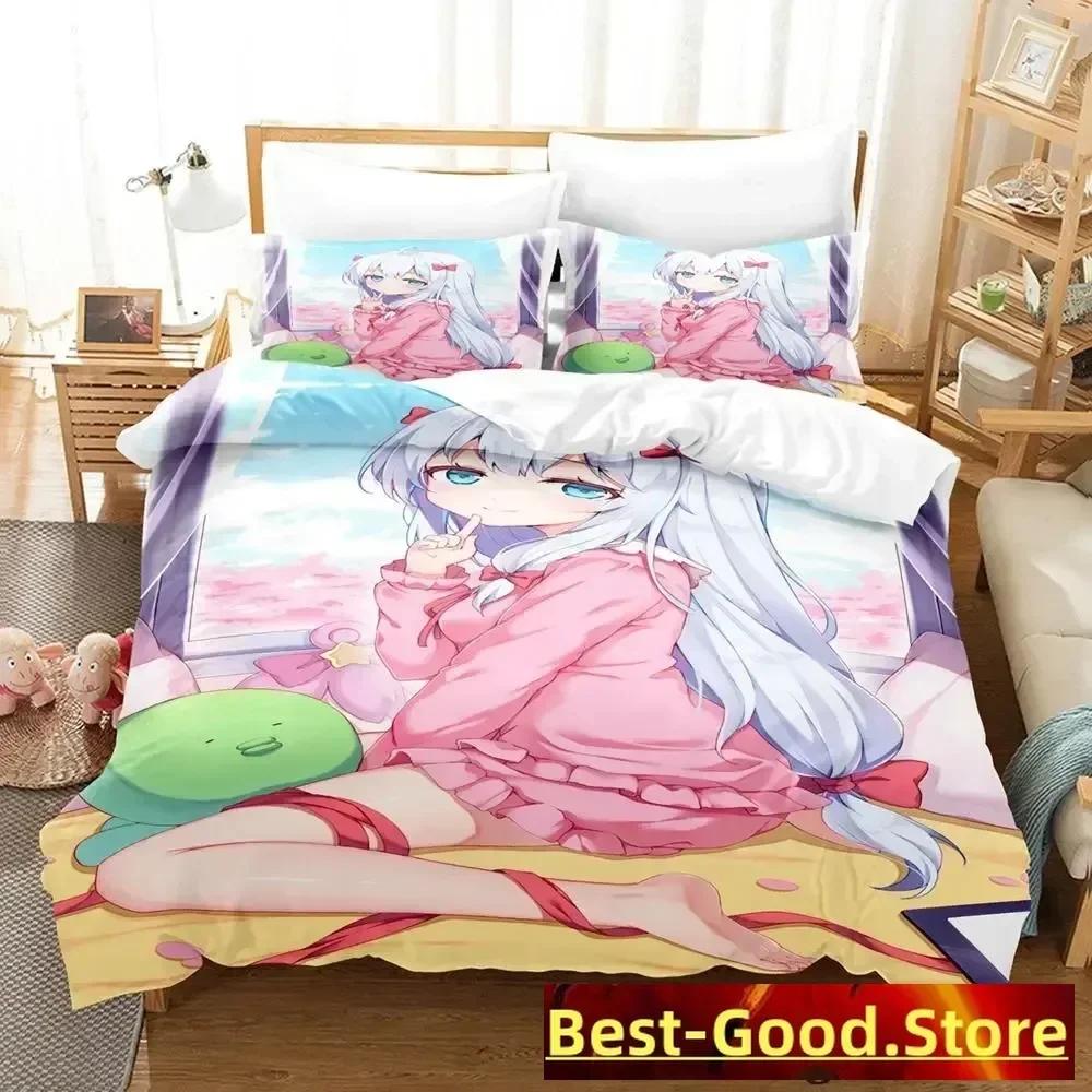 New Sagiri Izumi Bedding Set Cartoon Anime Three-Piece Set Adult Kid Bedroom Duvetcover Sets 3D Kawaii Girls