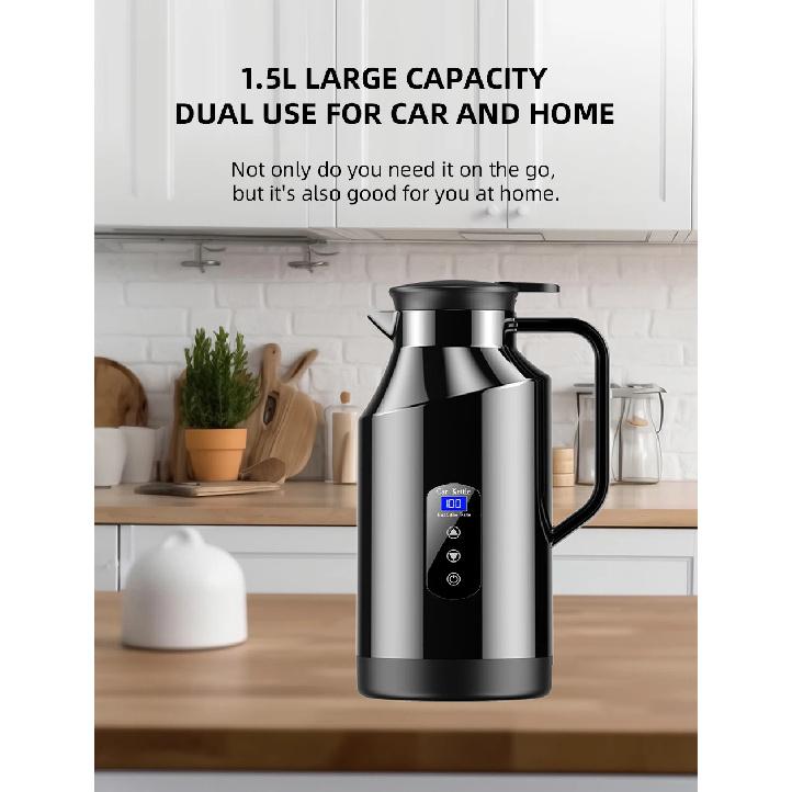 Car Mounted Kettle 12v24v Electric Kettle For Trucks 1500ML Large Capacity Insulated Car Boiling Water Coffee Instant Noodles